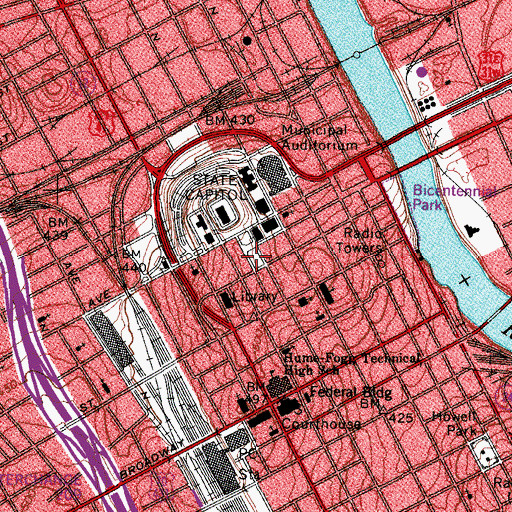 Topographic Map of Victory Park, TN