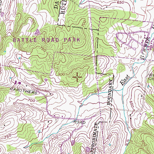 Topographic Map of Waldron Cemetery, TN