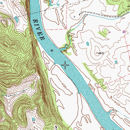 Topographic Map of Whartons Bar, TN