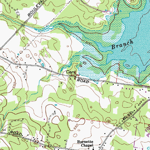 Topographic Map of White Cemetery, TN