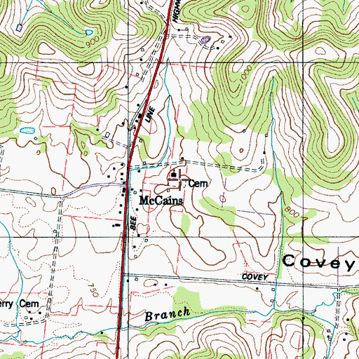 Topographic Map of McCains Cemetery, TN