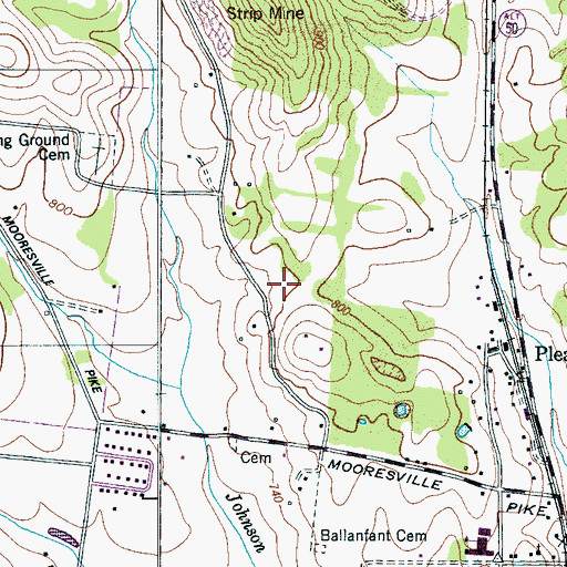 Topographic Map of Moore Cemetery, TN