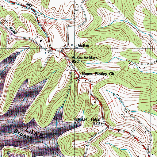 Topographic Map of Mount Wesley Cemetery, TN
