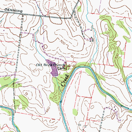 Topographic Map of Old Brick Church (historical), TN