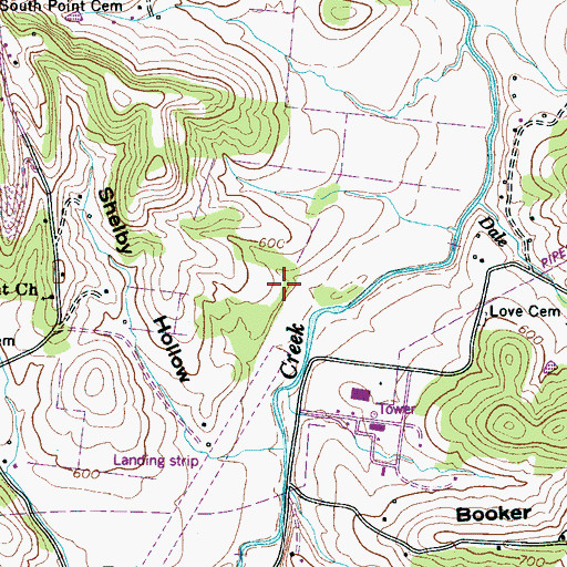 Topographic Map of Old Cathey Cemetery, TN