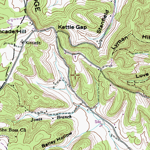 Topographic Map of Old Love Cemetery, TN