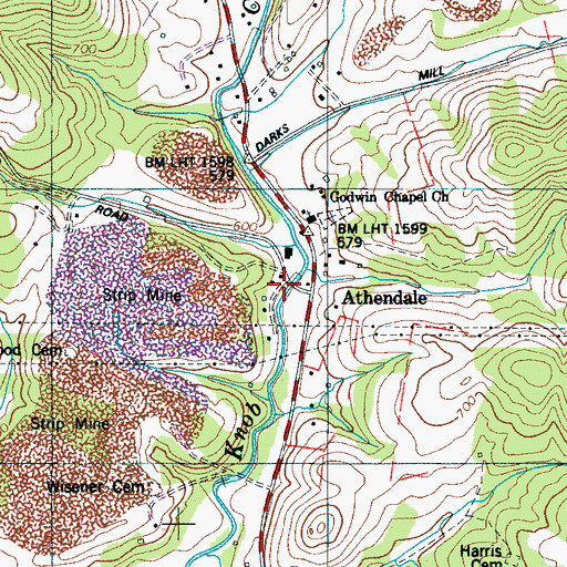 Topographic Map of Partons Mill (historical), TN
