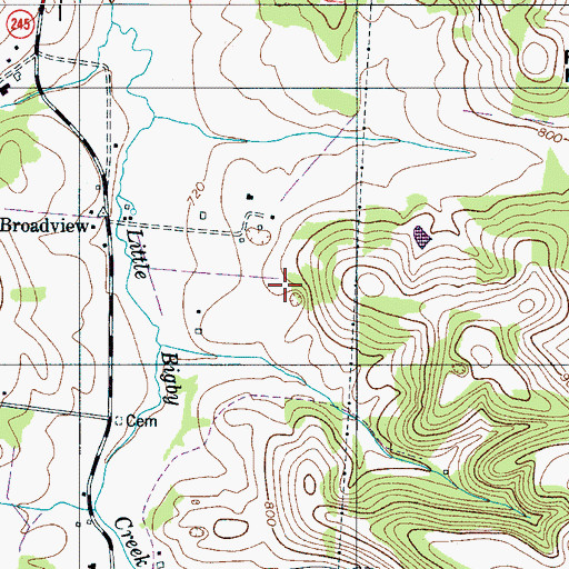 Topographic Map of Perry-Pillow Cemetery, TN