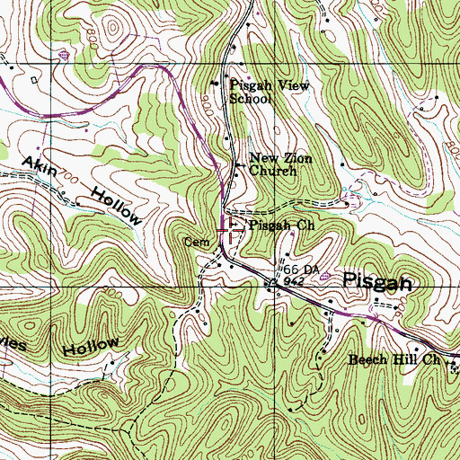 Topographic Map of Pisgah Cemetery, TN