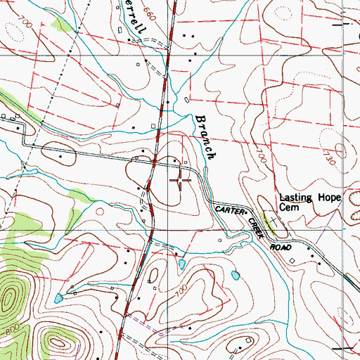 Topographic Map of Polk Cemetery, TN