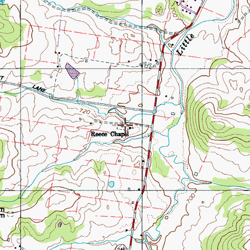 Topographic Map of Reeses Chapel Cemetery, TN