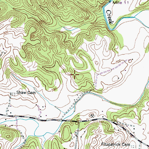 Topographic Map of Renfro Cemetery, TN