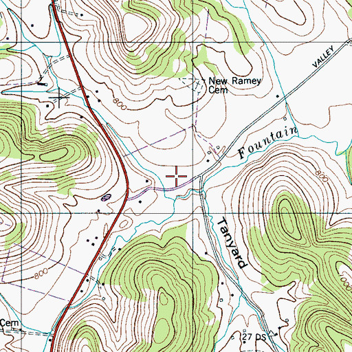 Topographic Map of Richardson Cemetery, TN