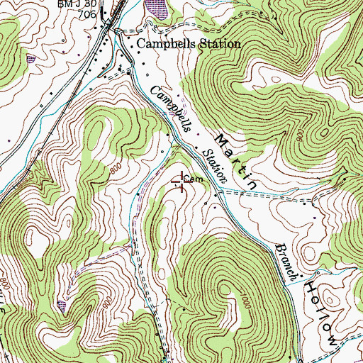 Topographic Map of Rise-Warden Cemetery, TN