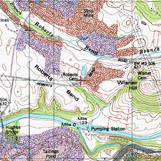 Topographic Map of Roberts Chapel (historical), TN