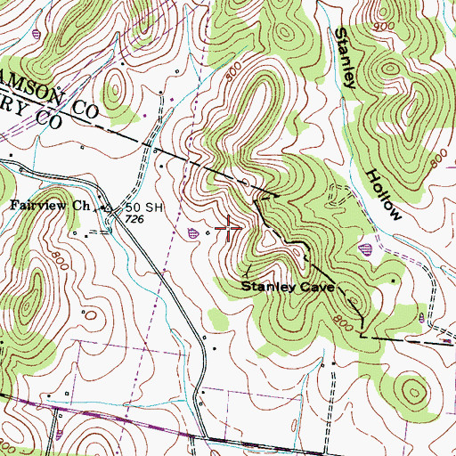 Topographic Map of Roundtree Cemetery, TN
