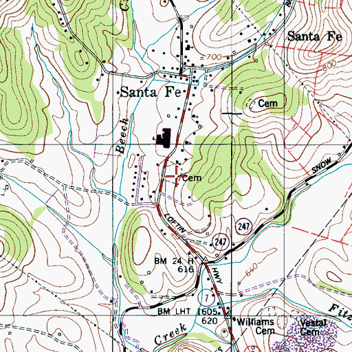 Topographic Map of Santa Fe Cemetery, TN