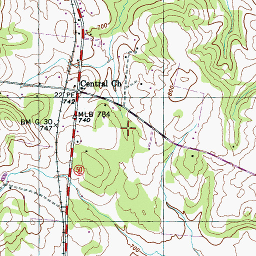 Topographic Map of Sewell Cemetery, TN