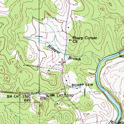 Topographic Map of Sharps Corner (historical), TN