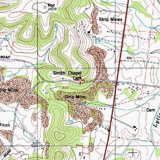 Topographic Map of Smiths Chapel (historical), TN