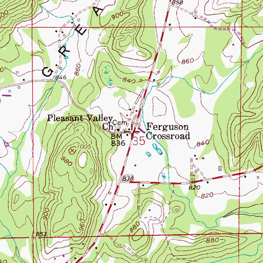 Topographic Map of Ferguson Crossroad, AL