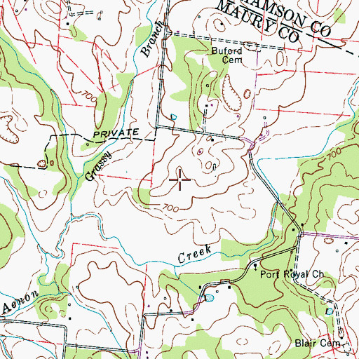 Topographic Map of Stephenson Cemetery, TN