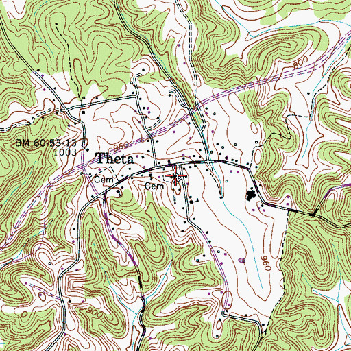 Topographic Map of Theta Baptist Church, TN