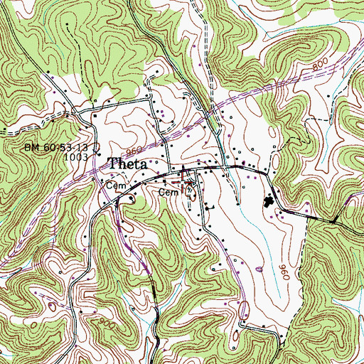 Topographic Map of Theta Cemetery, TN