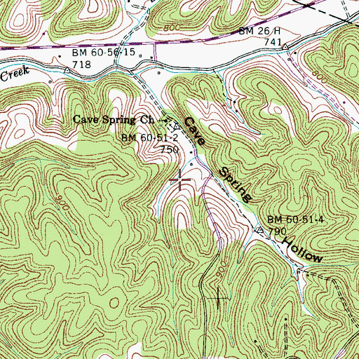 Topographic Map of Walker Cemetery, TN