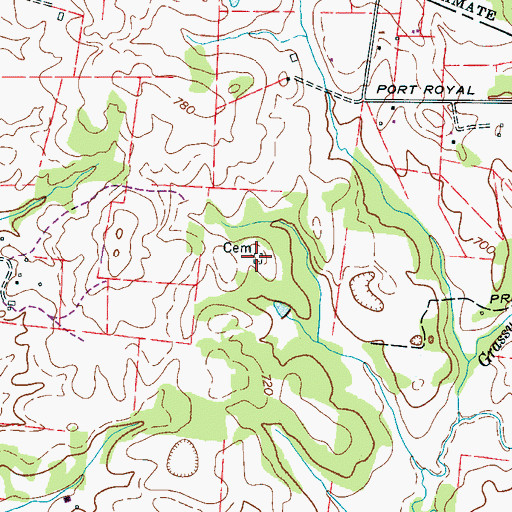 Topographic Map of Benjamin Watkins Cemetery, TN