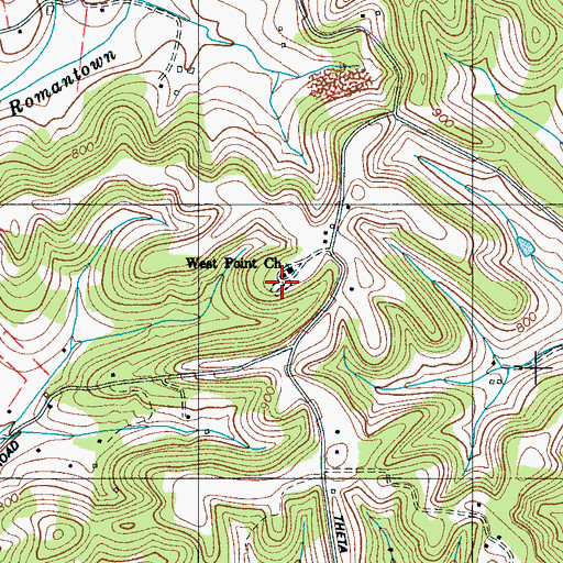 Topographic Map of West Point Cemetery, TN