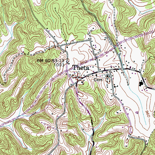 Topographic Map of Theta Cemetery, TN
