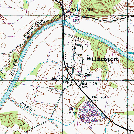 Topographic Map of Williamsport Baptist Church, TN
