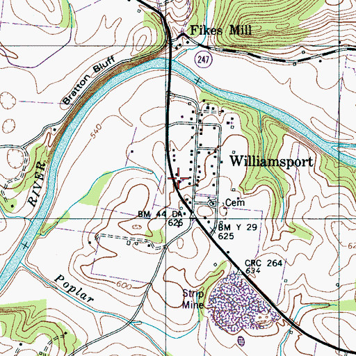 Topographic Map of Williamsport Cemetery, TN