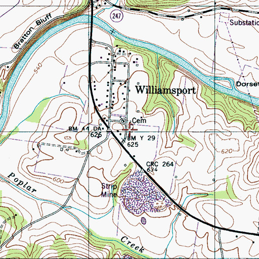 Topographic Map of Williamsport Cemetery, TN