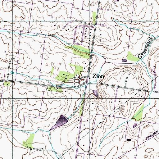 Topographic Map of Zion Cemetery, TN