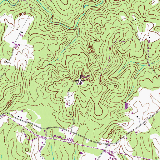 Topographic Map of Adams Hill Cemetery, TN