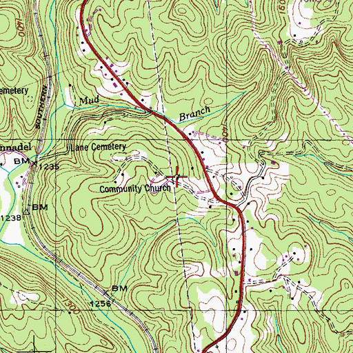 Topographic Map of Annadell Baptist Church, TN
