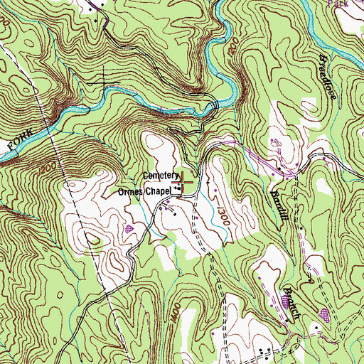 Topographic Map of Armes Chapel Cemetery, TN
