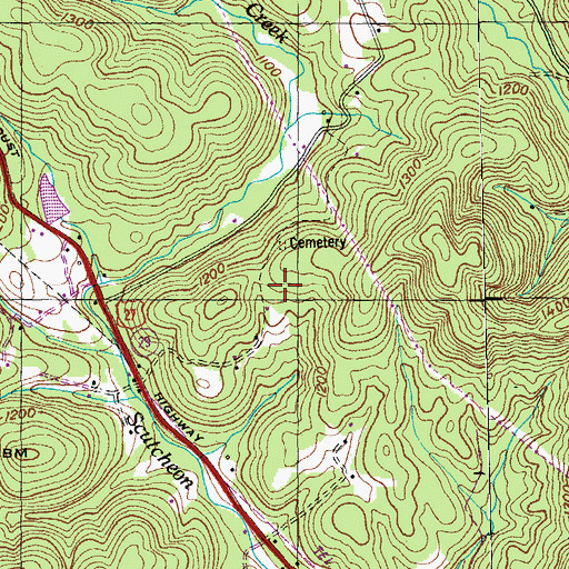 Topographic Map of Brown-Evans Cemetery, TN
