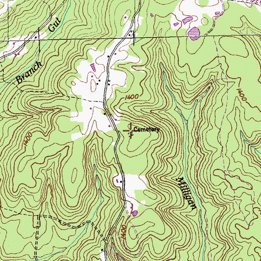 Topographic Map of Canady Cemetery, TN