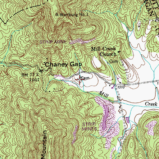 Topographic Map of Chaney Cemetery, TN