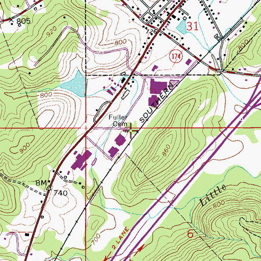 Topographic Map of Fuller Cemetery, AL