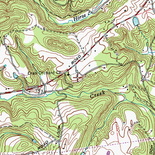 Topographic Map of Crab Orchard Cemetery, TN