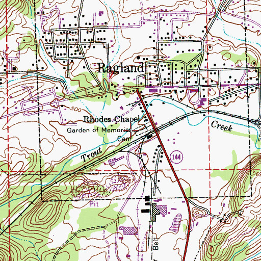 Topographic Map of Garden of Memories Cemetery, AL