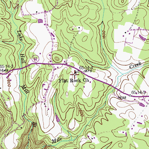 Topographic Map of Flat Rock Cemetery, TN