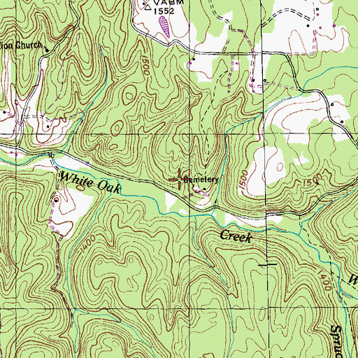 Topographic Map of Freels Cemetery, TN