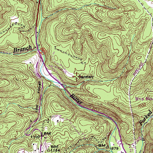 Topographic Map of Honeycutt Cemetery, TN