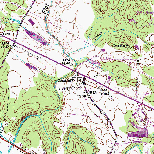 Topographic Map of Liberty Cemetery, TN