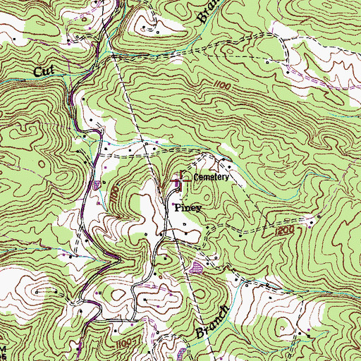 Topographic Map of Piney Cemetery, TN